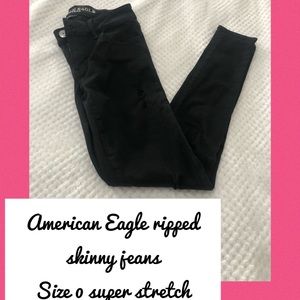 Black ripped skinny stretch jeans